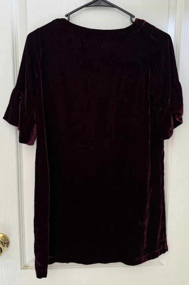 Peek Fleur Des Champs Dress Girls Sz 12 crushed velvet Burgundy Holiday silk - Image 2 of 4