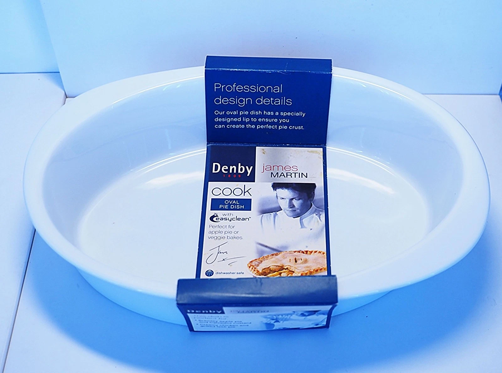 DENBY WHITE JAMES MARTIN PIE DISH SIZE 10" X 7" X 2.5"