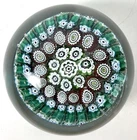 Galliano Ferro Murano Glass Paperweight Millefiori Aqua Aventurine Vtg MCM 3.25"