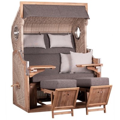 TRENDY by deVries Strandkorb ''TRENDY PURE GREENLINE 175XL'' PE ant. wh.