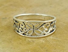 BEAUTIFUL.925 STERLING SILVER FILIGREE FLOWER RING size 9 style r1716