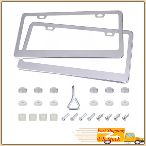Black License Plate Frame 2X Stainless Steel License Plate Frame - Foto 2