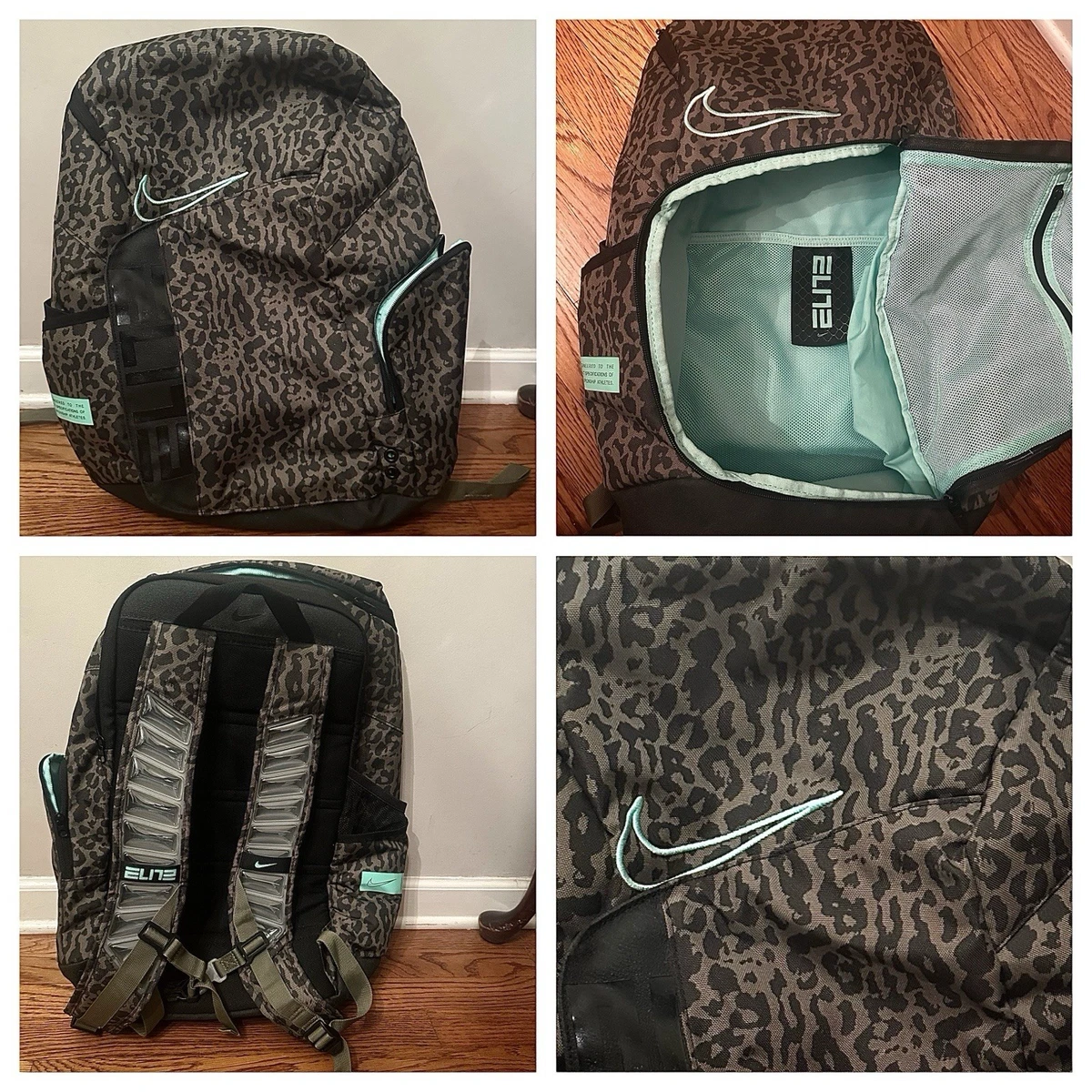HOT ! Mini Backpack Nike Backpack Leopard Print Nike Elite Leopard Print  Team Issued Green Black Gray Elite