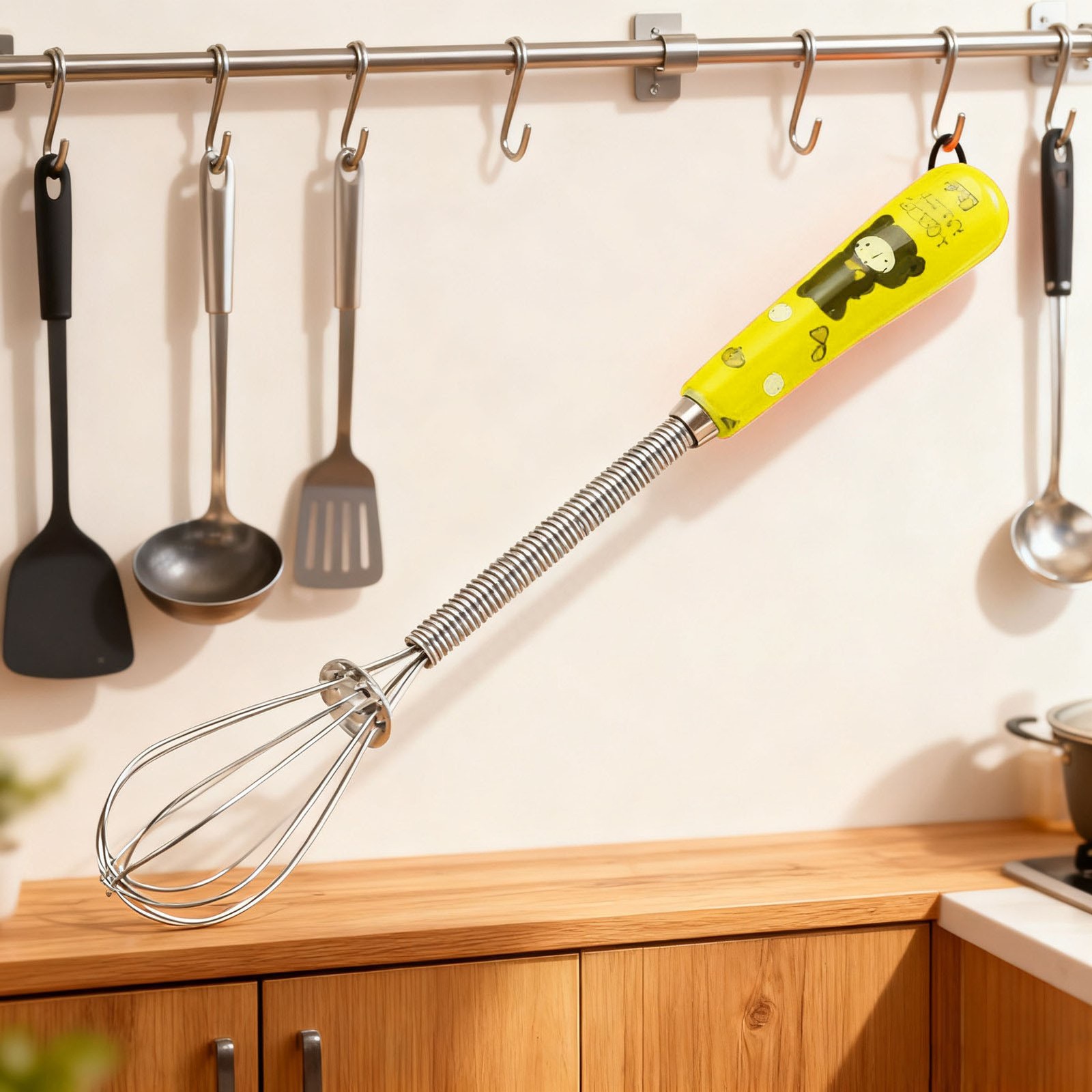 Stainless Steel Egg Whisk Mixer Cartoon Ceramic Handle Hand Eggs Beater Kitchen