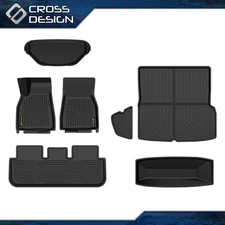 Floor Mats Fit for Tesla Model S 2021-2024 Full Set 6 PCS All Weather Liners