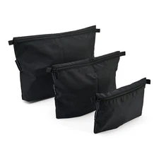 3 Piece Pouch Set Luggage and Travel Organizers Zipper Travel Bags Black
