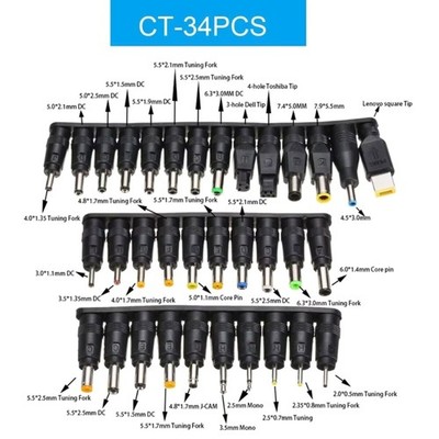 Laptop Charging Cable Cord DC Power Adapter 34 DC Connectors for Notebook Power