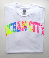 Ocean City tie dye short sleeve white tee shirt - Medium