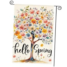 Hello Spring Garden Flag 12x18 Inch Double Sided Outside, Garden Size-12 x 18"