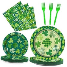 96 Pcs St. Patrick  s Day Tableware Set Lucky Green St. Patrick  s Day Party