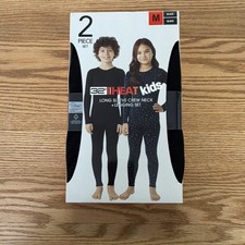 32 Degrees 32 Heat Kids Thermal Base Layer Set 2pc Black Long Sleeve Size M