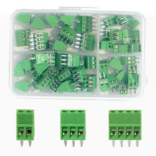 50PCS 2.54Mm 0.1" Pitch PCB Mount Screw Terminal Block Connector, 2P 3P 4P Termi
