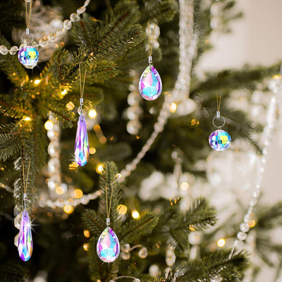 12pcs Crystal Glass Christmas Ornaments 3 Different Kinds of Mini Colorful Pr...