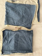 Set of 2 WAVERLY blue cotton white scalloped edge Valances 14 x 73