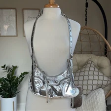 EGO women's metallic silver shoulder bag