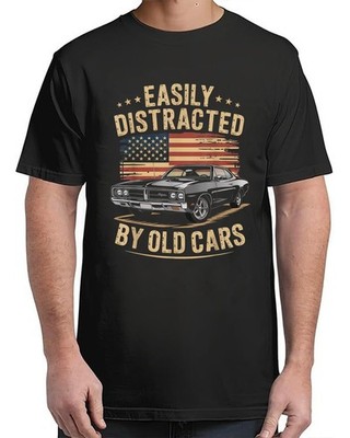 Easily Distracted By Old Cars Classic Car Guy Funny Vintage Adult S-4XL T-Shirt