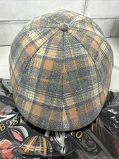 Boston Scally Co. Flat Cap The Hopper Plaid Gray Yellow Orange XXL