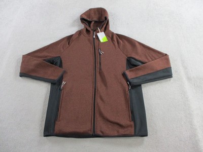 Mountain Warehouse Treston Hooded Fleece Jacket Mens XL Brown Full Zip Outdoor