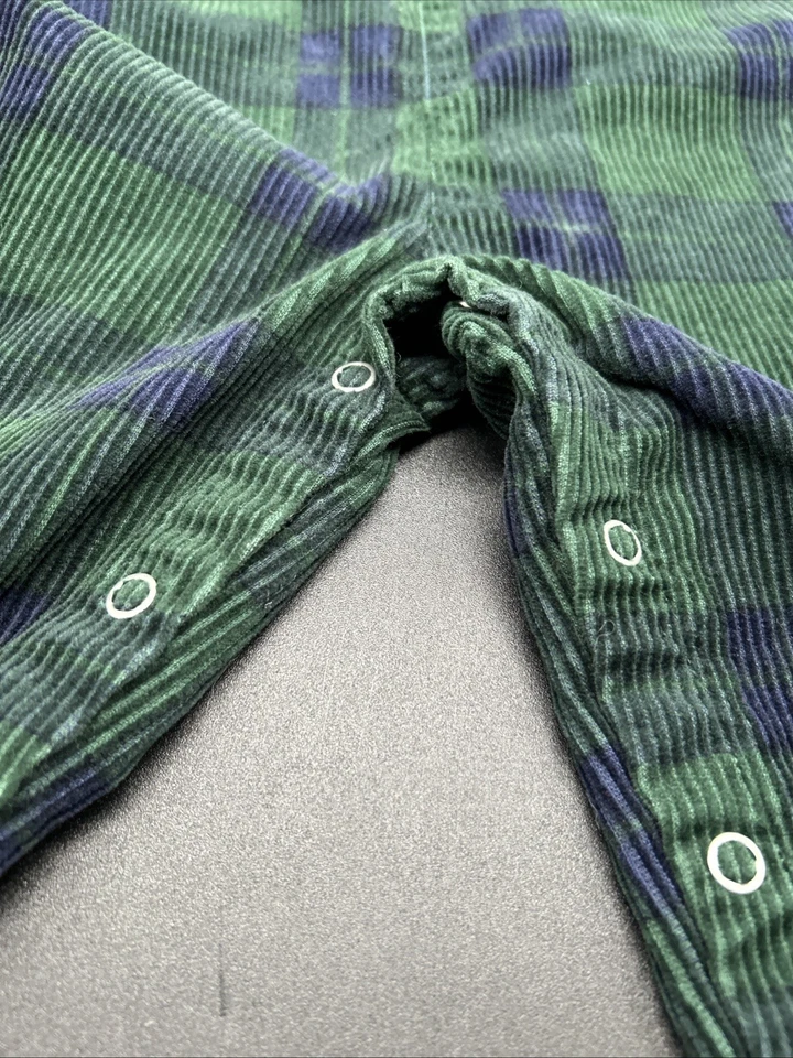 Mono de pana vintage Baby Gap mameluco verde/azul marino a cuadros XL 18-24mos Foto 4 de 4