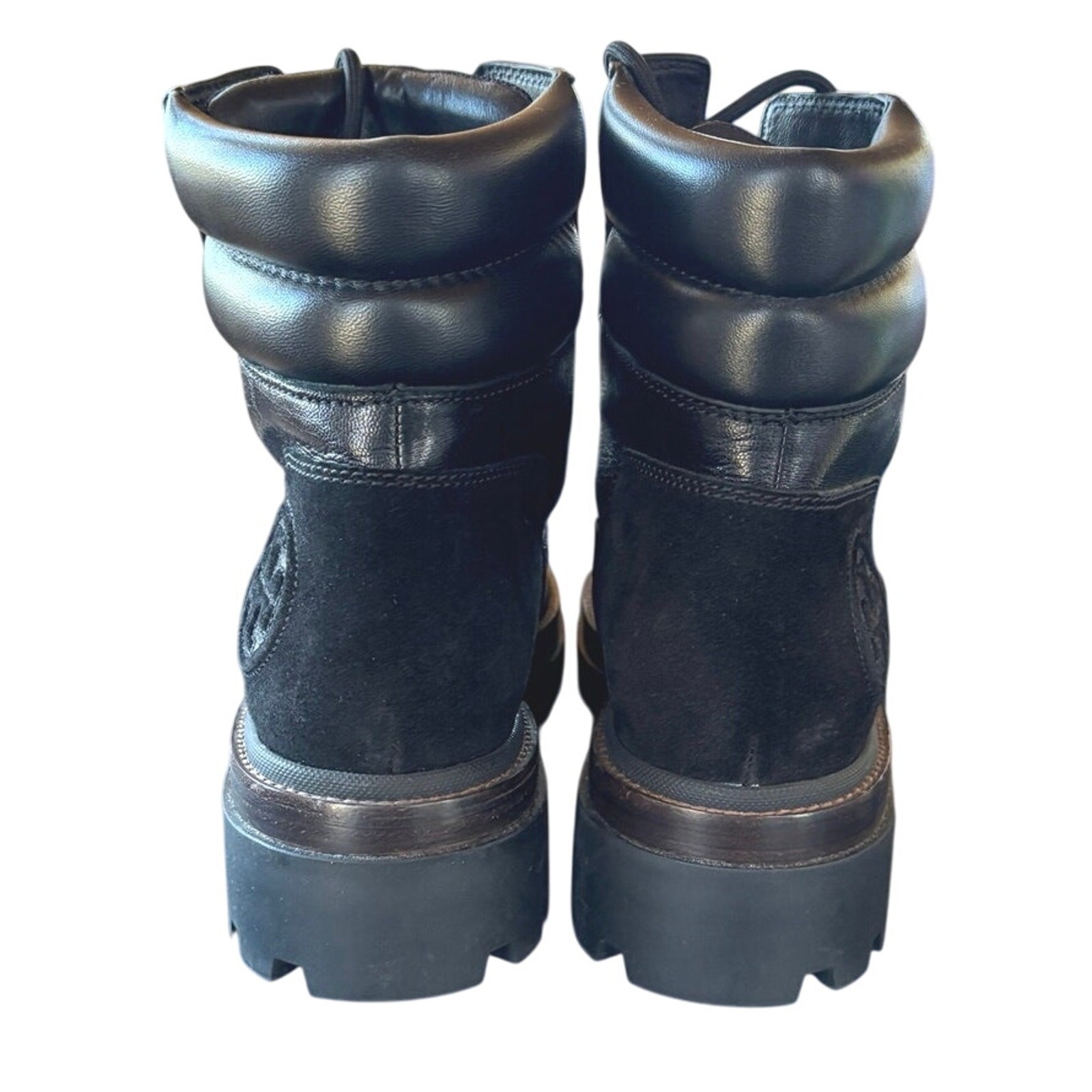 SAOLA Stivali Tory Burch Miller suola a strappo grossi neri logo pelle biker gotico 9 5