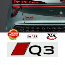 Stemma Posteriore per Audi Q3 S-Line New Logo Nero Lucido ABS emblema auto