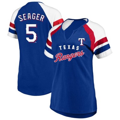 Women's-Profile Corey Seager Royal Texas Rangers Plus Size Name & Number Raglan