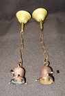 PAIR OF BRASS CEILING FIXTURE WITH 2 1/4" FITTER SHADE HOLDERS #8002 — photo 1