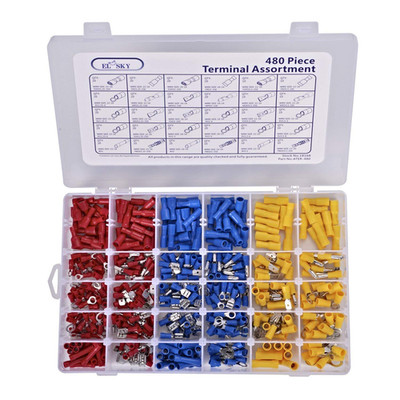 480Pcs Premium Quality Insulated Electrical Wire Terminals, Mixed Assorted Lug K