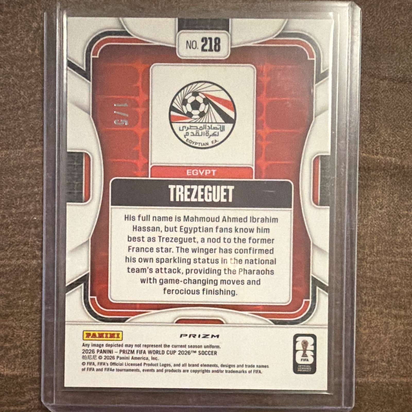 Panini 2026 Prizm FIFA World Cup Green Wave Trezeguet #218 Egypt 1/5 view 2