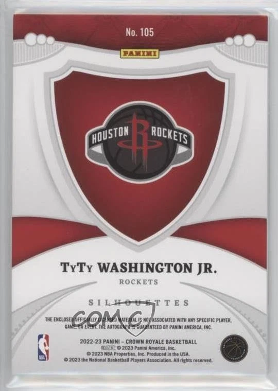 2022 Panini Crown Royale Silhouettes /199 TyTy Washington Jr #105 Rookie Auto RC - Image 2 of 2