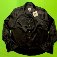 New ANNE KLEIN Women’s Long Sleeve Blouse Size SMALL Black