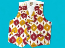 WAH Maker Frontier Clothing Men  s Western Vest L Red Yellow Made in USA Cowboy
