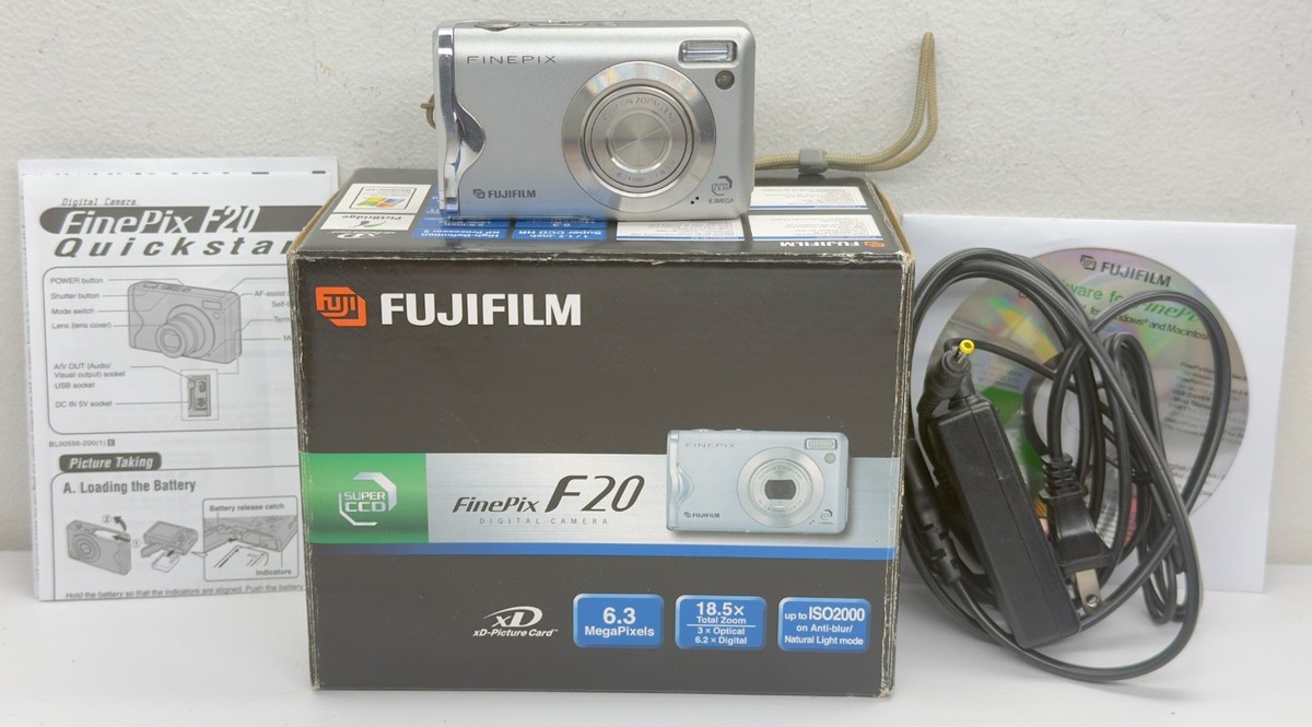 Fujifilm Finepix F20 6.3MP Digital Camera Grey UNTESTED CD MANUAL