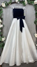 Windsor Strapless Ball Gown Dress Navy Velvet Top White Satin Size 3 NEW$110