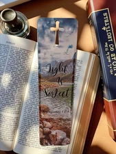 Bible Verse Bookmark W/Hollow Cross Christian Bookmark, 30 Landscape Styles.
