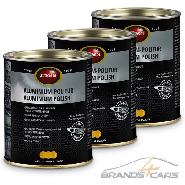 3X 750 Ml Autosol® Aluminium Politur Reiniger Glanz Pflege FÜR Unbehandeltes ALU-image