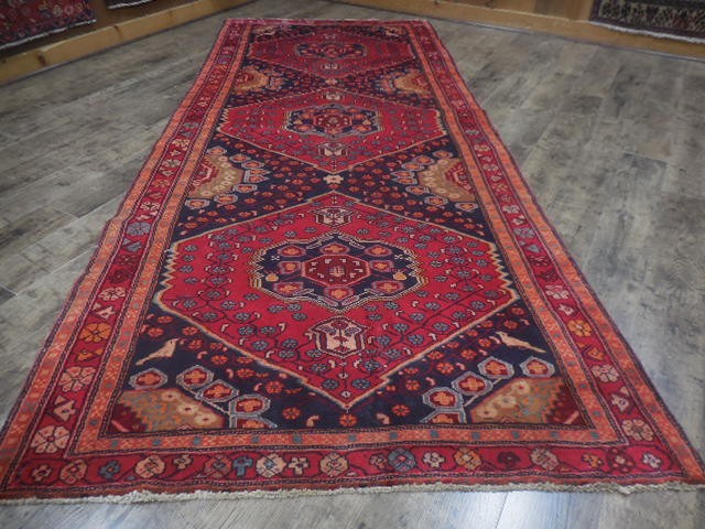 Anatolian Vintage Turkish Rug HandMade Turkish Tribal Geometric Rug 4.5x10.5  Ft