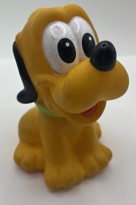Vintage 1984 Pluto Dog Disney Arco Hard Rubber Figure Pluto Baby Squeak Toy Pup