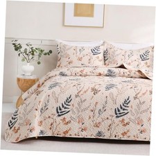 Floral Quilt Set Size, 3 Piece Printed Bedspreads, Soft Full/Queen Boho Floral