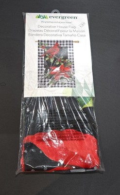 New Large Evergreen Flag Cardinal & Holly 29 X 43 Decorative Buffalo Check
