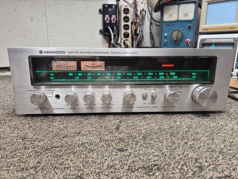 Vintage KENWOOD KR-4070  Receiver, serviced, LED upgrade, green/white.  *Tested*