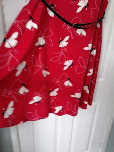 GOK FOR TU LADIES SZ18S RED/WHITE FLORAL FIT&FLARE SLEEVELESS STRETCHY DRESS - Picture 5 of 8