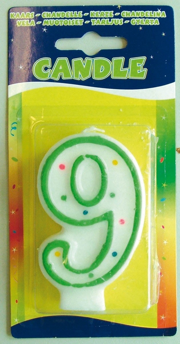 Folat 07789 Birthday Candle Number 9 with Colourful Dots Multi Colors 1590₽