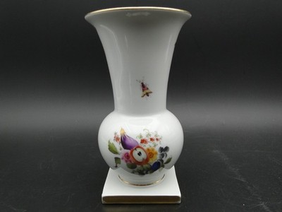 Vase Herend Porzellan Ungarn Blumenmalerei Obst Pilz Insekt Nr. 7041 Vergoldung