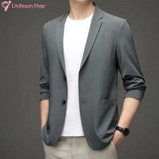 Men's Casual Slim Fit Business Formal Button Suit Blazer Coat Tops Lapel Jacket