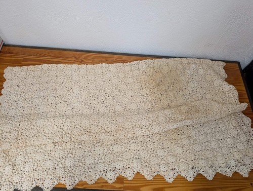 Floral Popcorn Stitch Crochet Bedspread from Handmade - 1970s Textiles (Cotton T