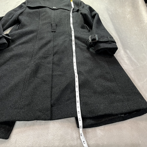 London Fog Heritage Trench Coat Sz XS Charcoal Gray Wool Blend Classic Chic - Foto 15 di 22