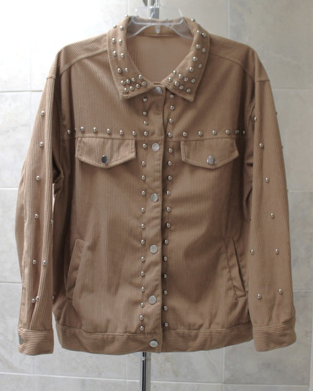Corduroy Rambler Jacket sz S (Chest 46") Tan Studded LS Button Up Pockets