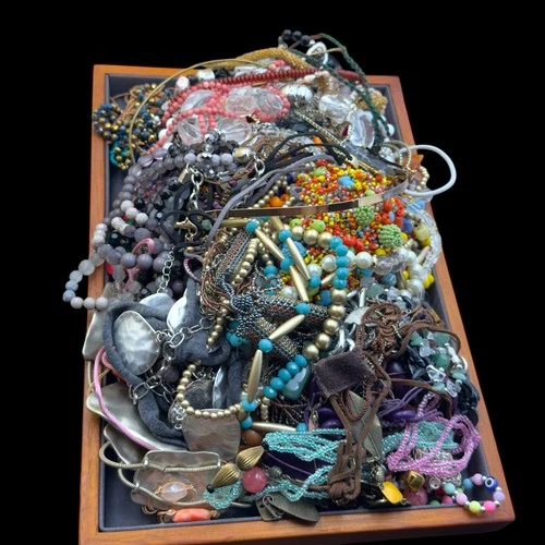 6.0 lb Vintage Deco Retro Silver Plated Scrap Costume Necklaces Jewelry Lot