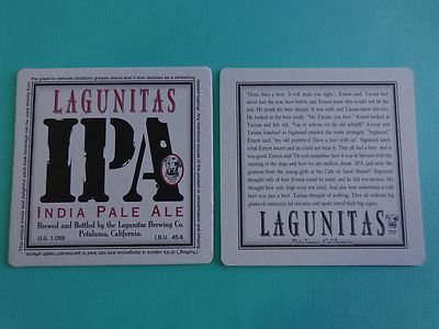 Beer Brewery Coaster ~ LAGUNITAS Brewing IPA ~ Petaluma, CALIFORNIA; Tegistology